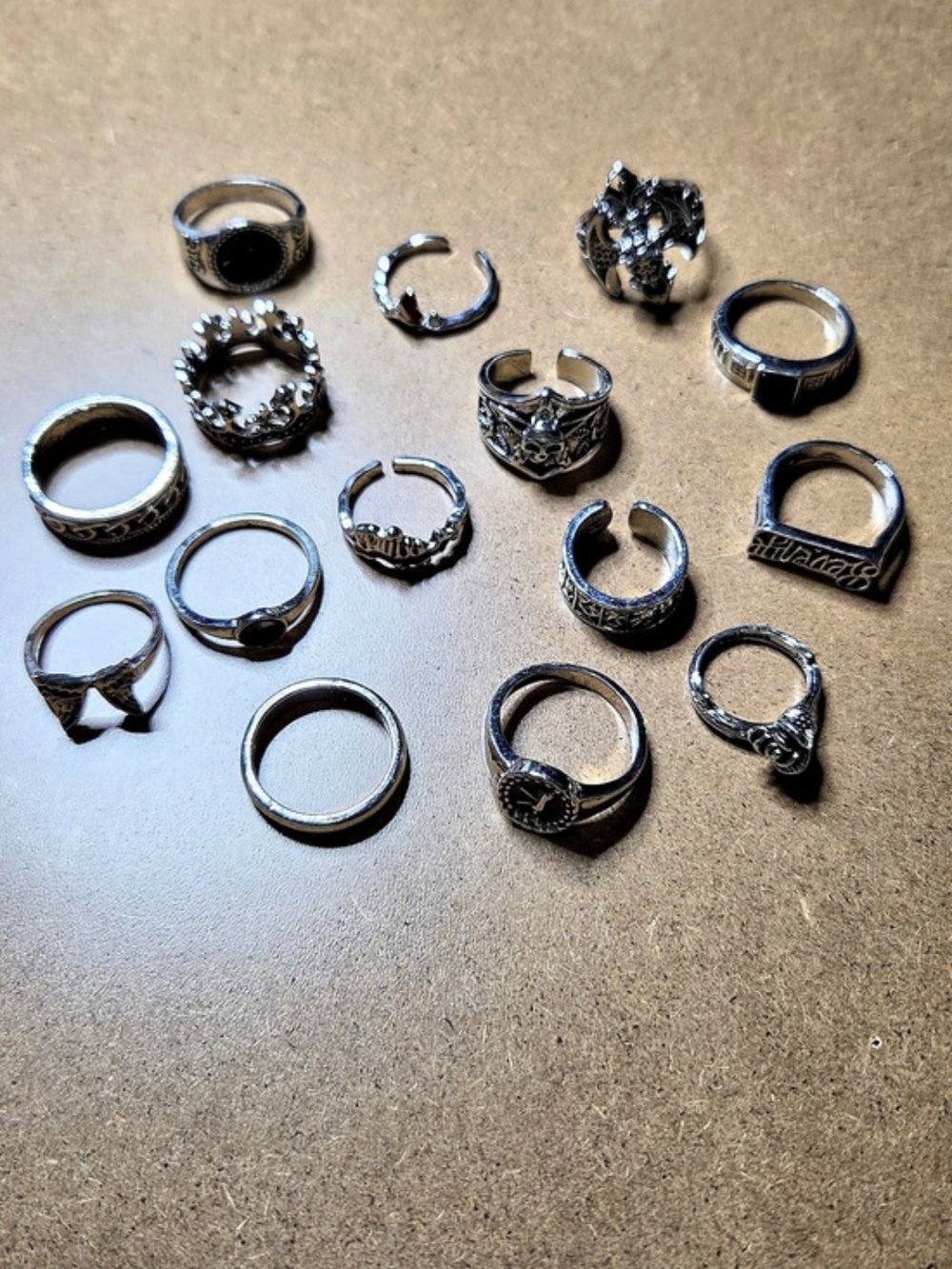 085 - Black & Silver Goth Costume Ring Lot
